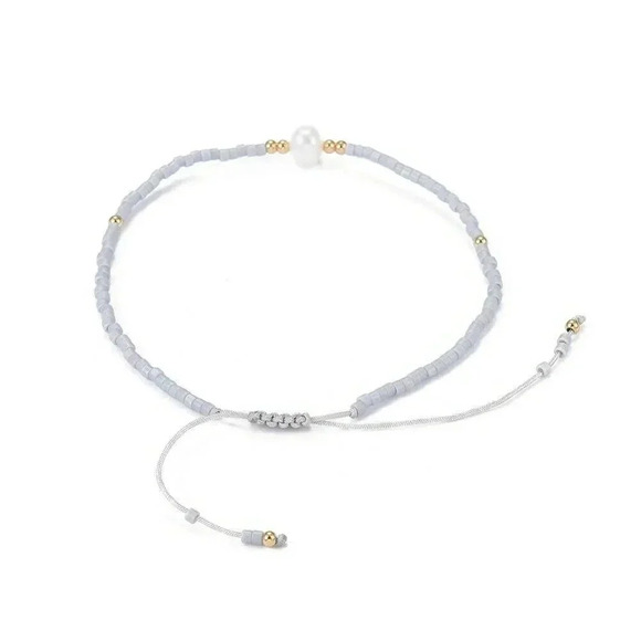 Handcrafted Real Freshwater Pearl Light Gray Japanese Glass Beads Bracelet - Picture 3 of 3